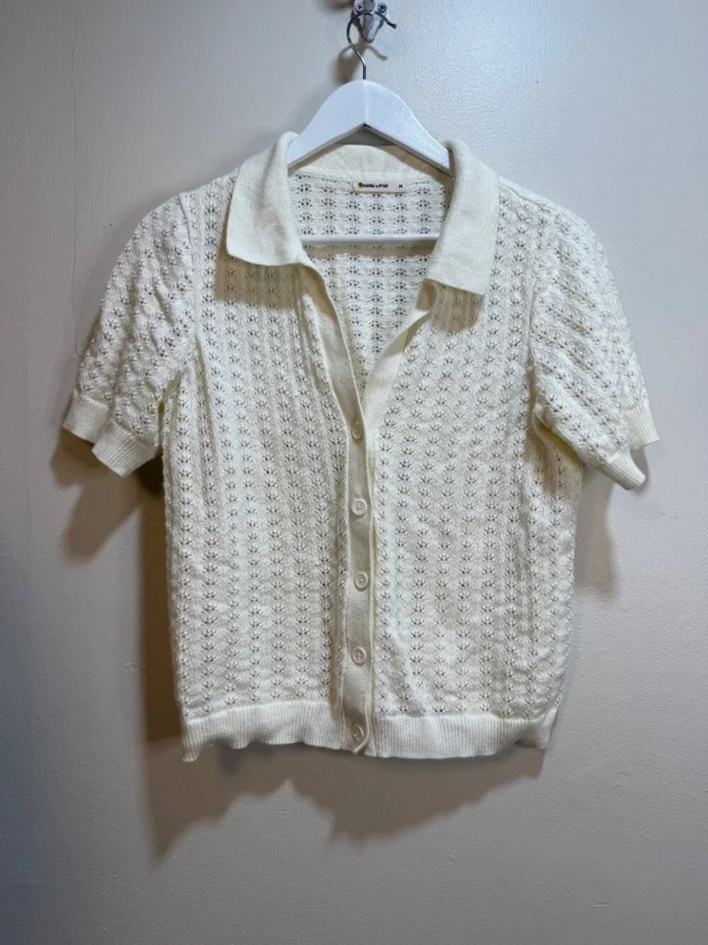Marine Layer Piper Knit Resort Shirt Cardigan Knit Crochet Lagenlook Cottagecore - Picture 2 of 6